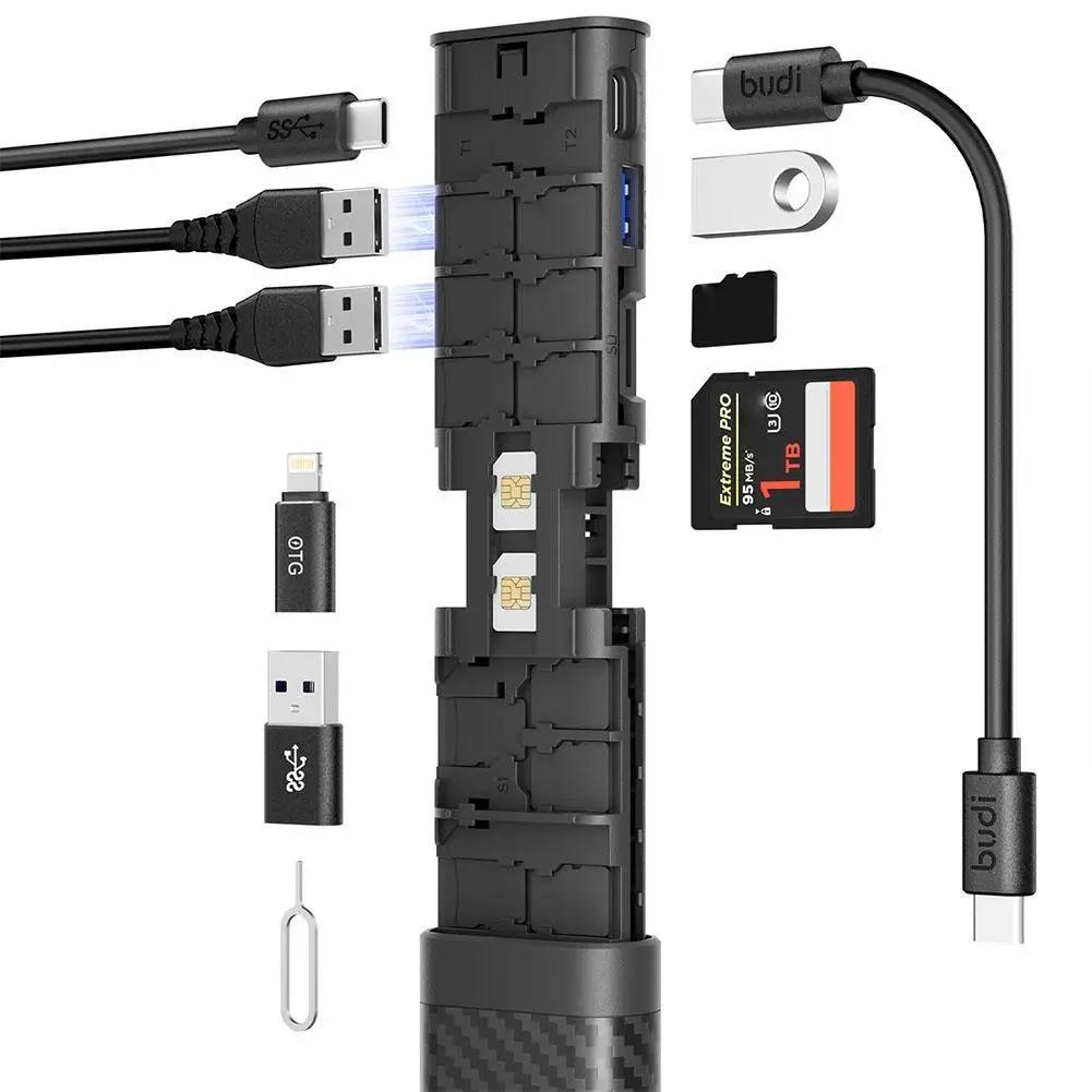 2024 BUDI USB C  SD TF SIM ī 丮 ڽ, SD ī , OTG USB3.0 , ƮϿ 5Gbps  , 10 in 1